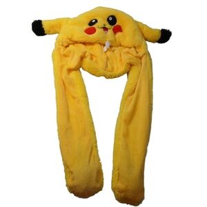 Pokemon Pikachu Yellow Unisex Character Hat With Ears Plush Scarf